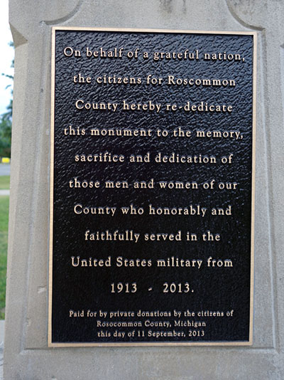 Roscommon Civil War monument rededication detail. Image ©2016 Look Around You Ventures, LLC.